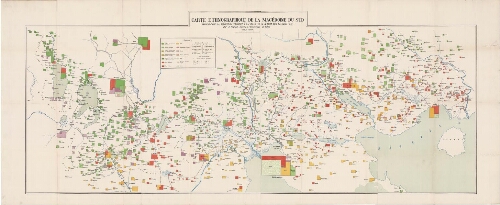 Carte ethnographique de la Macédoine du Sud représentant la répartition ethnique à la veille de la guerre des Balkans par J. Ivanow, docent à l'Université de Sofia