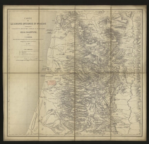 Carte de la Samarie ancienne et moderne accompagnant la description géographique, historique et archéologique de la Palestine