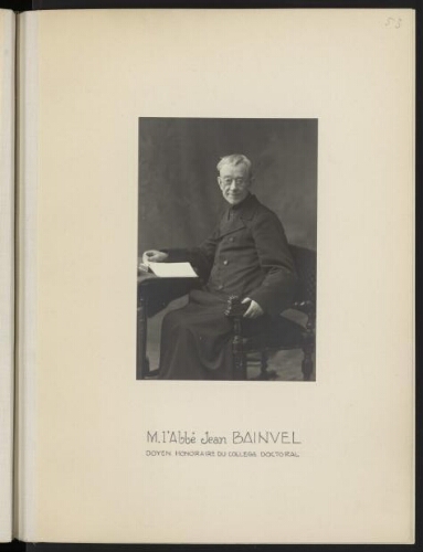 M. l'Abbé Jean Bainvel, doyen honoraire du collège doctoral