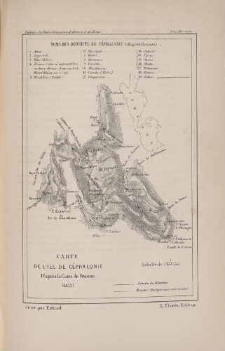 Carte de l’île de Céphalonie d’après la carte de Cramm (1873) [in Recherches archéologiques sur les îles ioniennes. 2, Céphalonie]