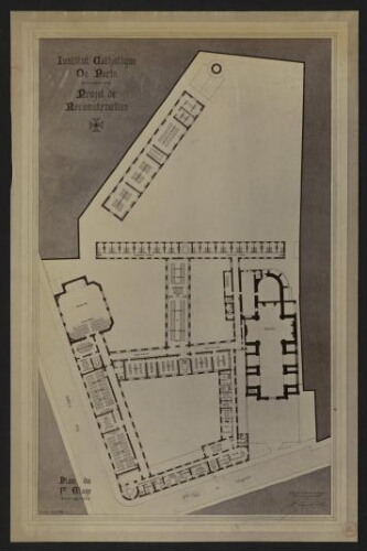 Institut catholique de Paris, projet de reconstruction, dressé par l'architecte soussigné le 8 novembre 1890, G. Ruprich-Robert : plan du 1er étage
